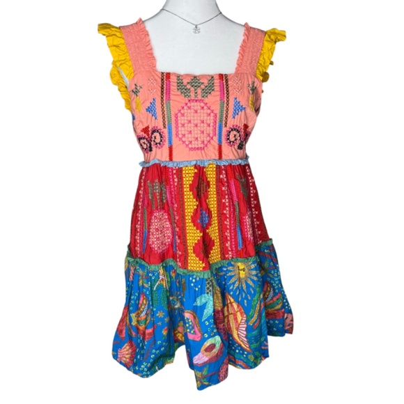 FARM Rio Color Block Embroidered Mini Dress Size Small - Picture 3 of 6